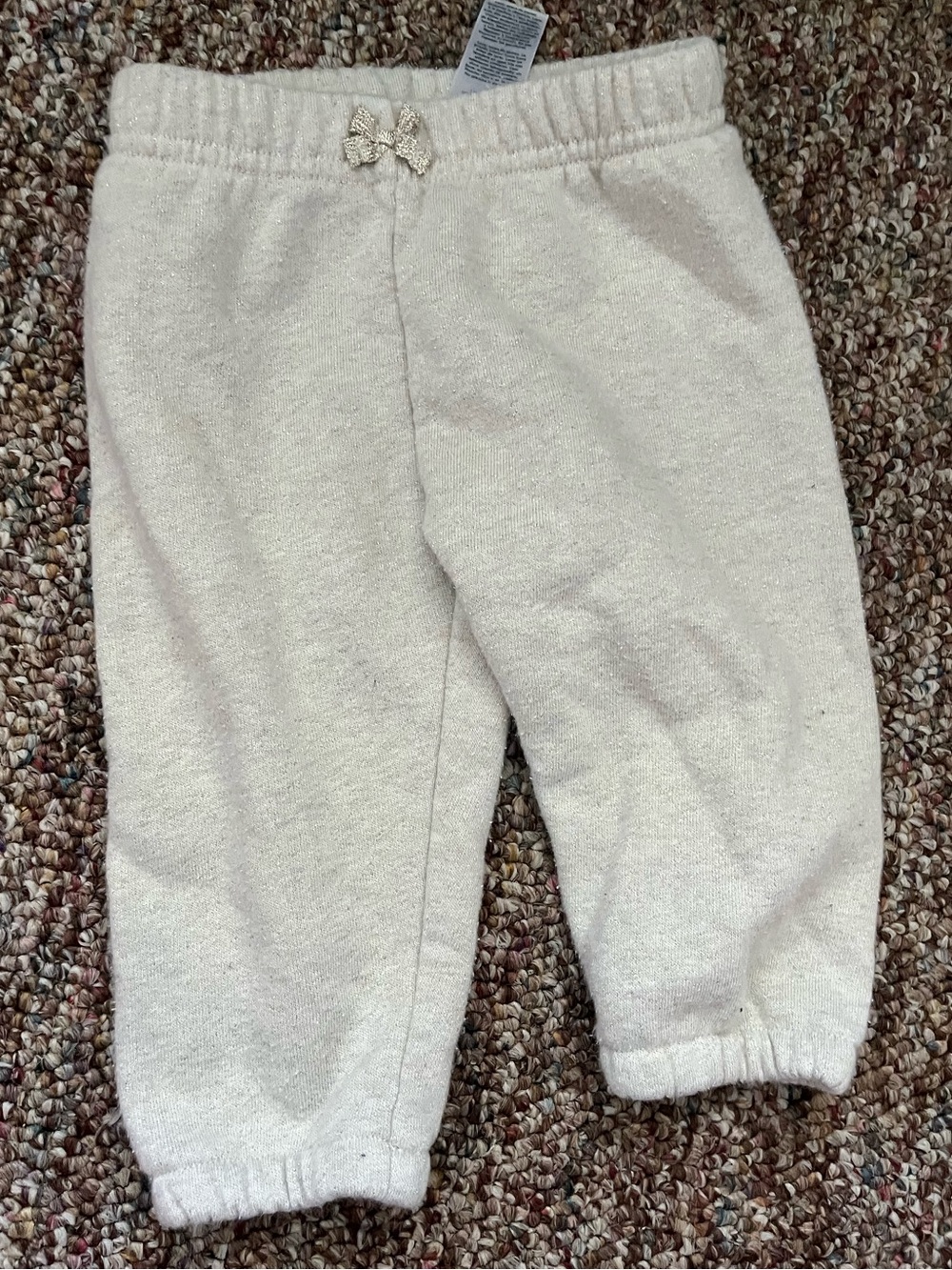Girls Cream Cozy Jogger Sweatpants with Bow Detail